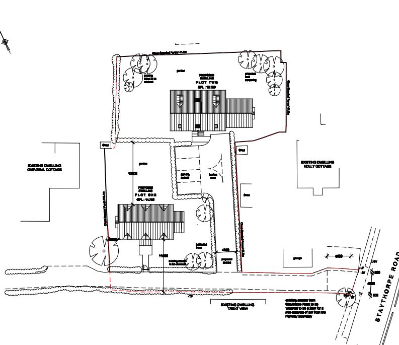Residential development scheme, The Paddock, Staythorpe Road, Averham, Newark, NG23 5RA