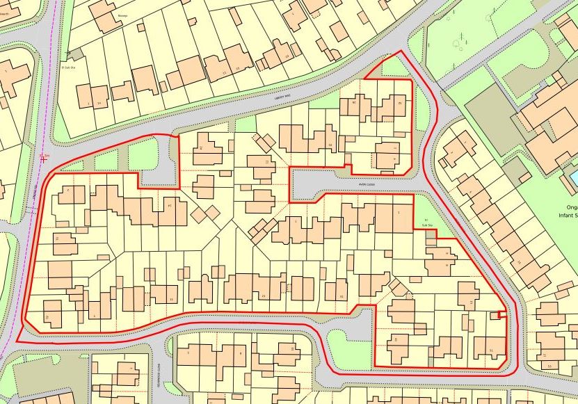 Land & Roadways South Of Liberty Ln, East Of Avon Close & Sites at Milton Rd & Ongar Place, Addlestone, Surrey, KT15 1JF