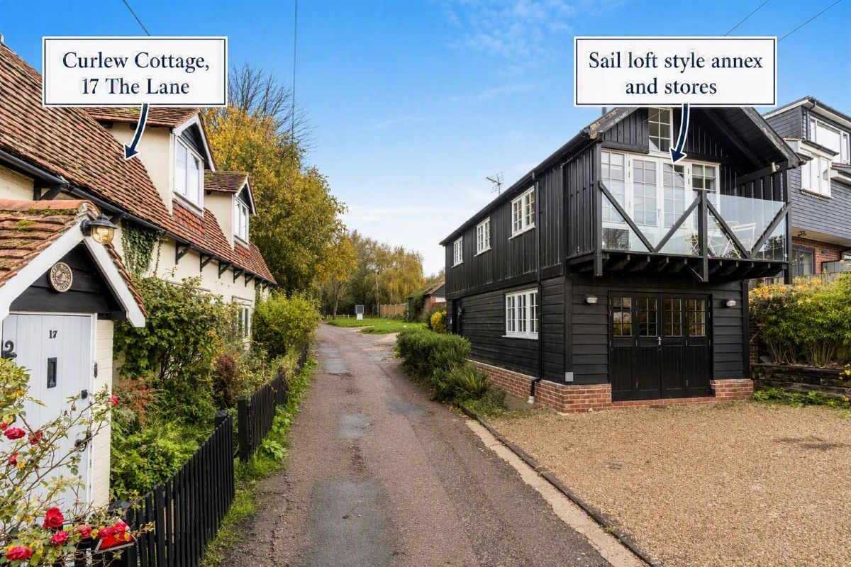 Curlew Cottage (and Sail Loft style one-bed annex with stores), 17 The Lane, West Mersea, Colchester, Essex, CO5 8NT