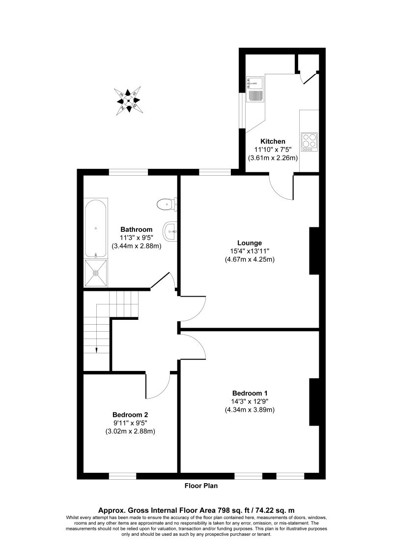 First Floor Flat, 35 Derwent Street, Chopwell, Newcastle upon Tyne, Tyne and Wear, NE17 7HZ