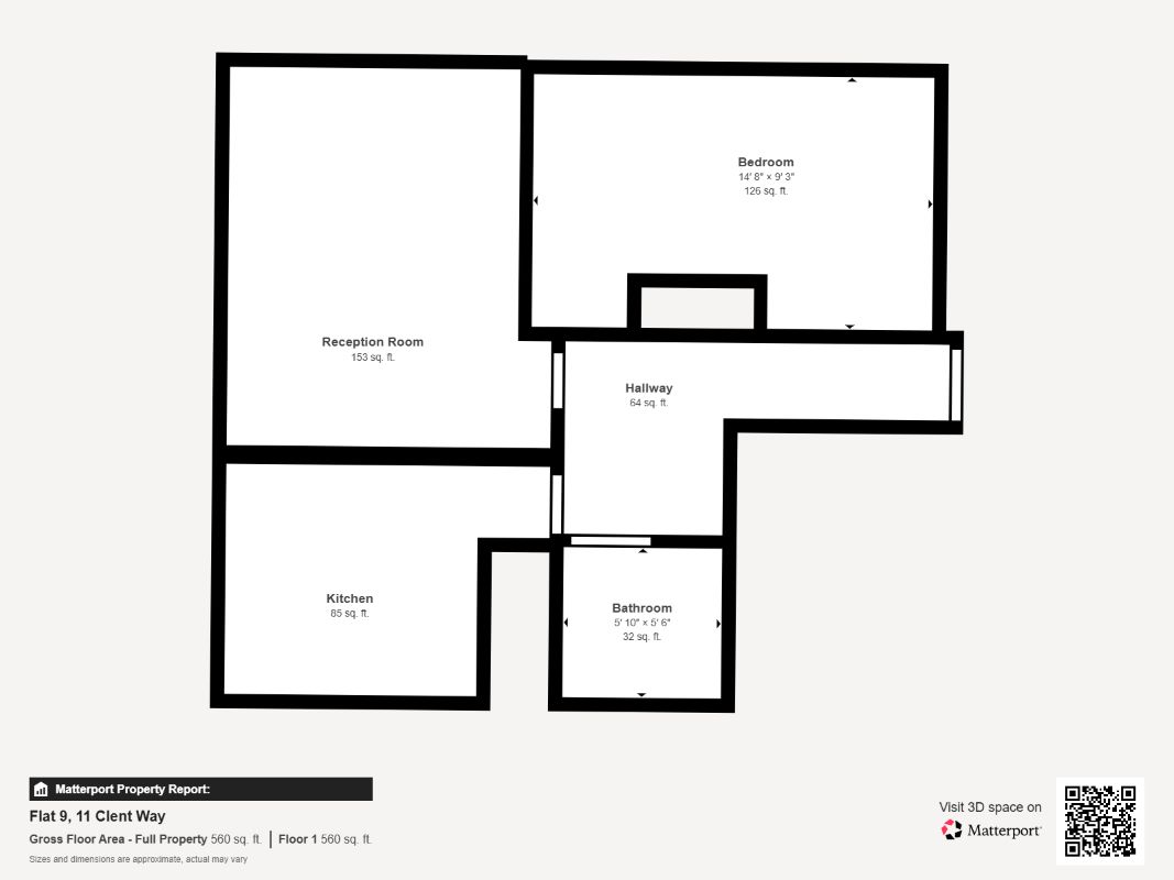 A long leasehold 1 bedroom second floor flat in Bartley Green