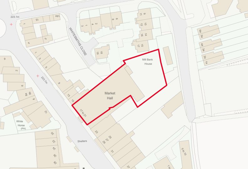 Former market hall with offices above and a single retail unit in Sedgley