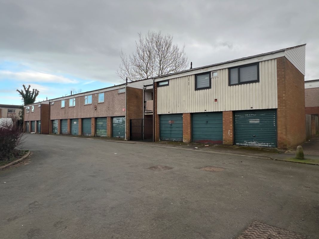 3 blocks of maisonettes and 12 garages in Telford