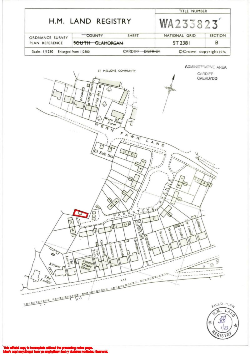 Land lying to the North West of, Parkstone Avenue, Old St Mellons, Cardiff, CF35TY