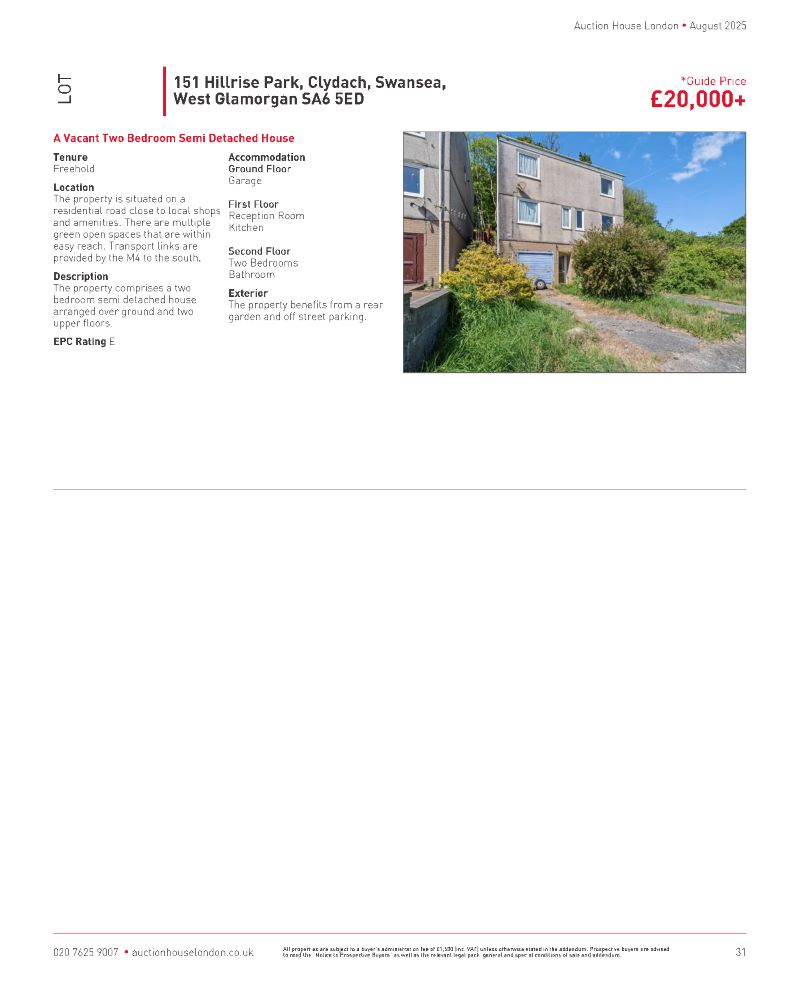 Property for Auction in London - 151 Hillrise Park, Clydach, Swansea, West Glamorgan, SA6 5ED