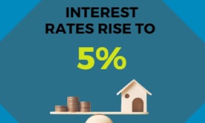 Interest rate rises to 5%